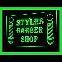 Барбершоп вивіска табличка неонова світиться без електрики та батарейок