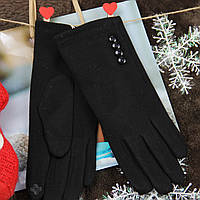 Перчатки женские сенсорные трикотажные на меху шитые осень-зима размер S-M 3 пуговки