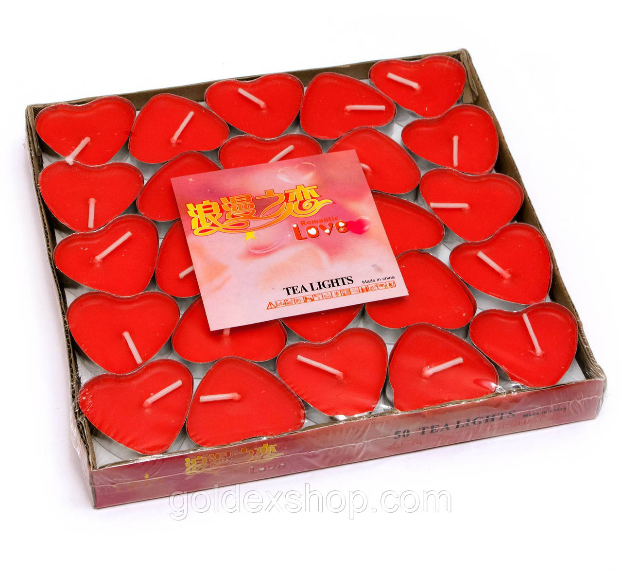 Свічки "Сердечка" червоні (набір 50 штук) (17х16х2 см)