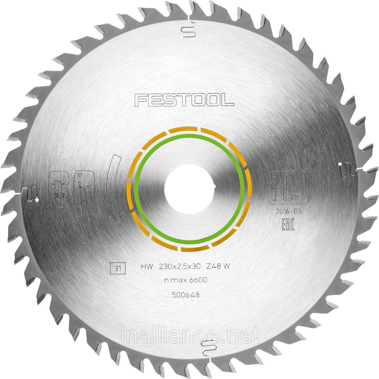 Диск пиляльний WOOD FINE CUT HW 230x2.5x30 W48 Festool 500648