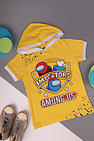 Детская футболка для мальчика "Among Us", размер 134, желтый цвет.