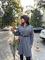 Жіноче стильне плаття-сорочка міді з поясом тканина: кашемір трикотаж Мод RC-15