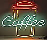 Неонова вивіска Coffee 600х500 мм різнобарвна з диммером та блоком живлення, фото 5