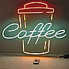 Неонова вивіска Coffee 600х500 мм різнобарвна з диммером та блоком живлення, фото 6