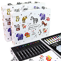 Большой набор для рисования детский, в чемодане 65 предметов inspire children, Фломастеры Краски Мелки П
