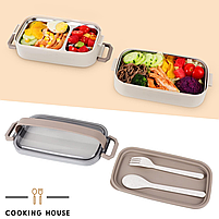 Двохрівневий ланч-бокс з приборами для їжі Cooking House, ланч-бокс, термоконтейнер., фото 5