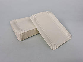 Паперова тарілка біла 100 шт 13,3*18,8 см (1 пачка)