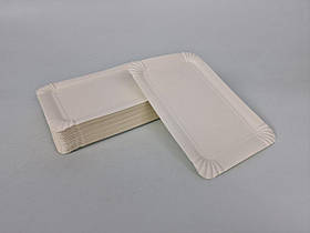 Паперова тарілка біла 100 шт. 15,3*22,3 см (1 пачка)