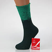 Шкарпетки жіночі махрові високі 23-25 розмір (36-40 взуття) Орнамент зимові зелений