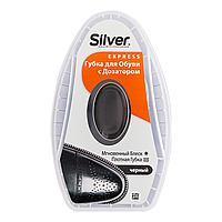 Губка-блеск для обуви с дозотором силикона Silver premium 6мл (чорна)