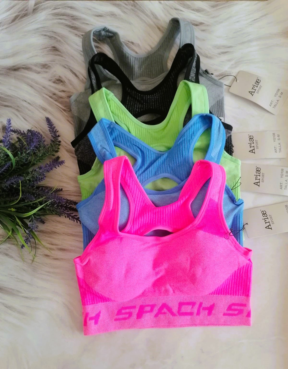 Топ спортивний рубчик зі змінним поролоном чашка В/С 5 кольорів, фото 1