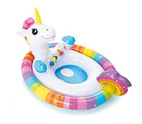 Детский надувной плотик для плавания плот для ребенка для купания "Животные" Intex 59570 (Единорог)