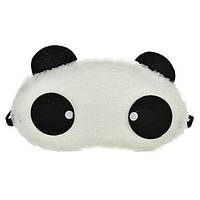 Маска для сна "Панда" меховая ткань, размер для девушек, 100% защита от света (глаза с точечками)