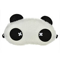 Маска для сна "Панда" меховая ткань, размер для девушек, 100% защита от света (глаза с крестиками)