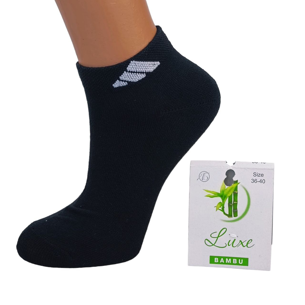 Шкарпетки жіночі короткі літні Luxe 23-25 розмір (36-40 взуття) спорт Малюнок 1 чорний