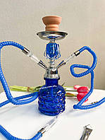 Кальян на 2 трубки на 2 персони заввишки 30 см синій