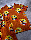 Комплект двійка чоловічий літній помаранчевий помаранчевий молодіжний футболка і шорти з принтом Emojis, фото 2
