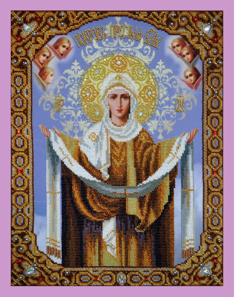 Набір під вишивку бісером  Ікона Покров Пресвятої Богородиці P-201, фото 1