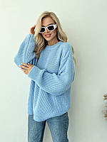 Женский вязаный свитер свободного фасона удлиненный (р. OS) 4043338