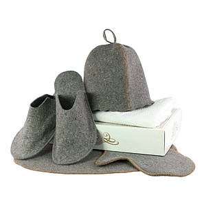 Набір чоловічий подарунковий для лазні та сауни - Сіра повсть - N-178