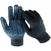 Защитные перчатки Werk ХБ черные, синие "квадраты" (WE2122) c