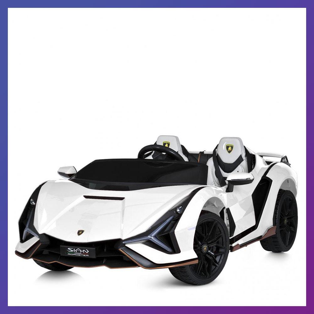 Дитячий електромобіль двомісний на акумуляторі Lamborghini Sian M 5072 з пультом р/у для дітей 3-8 років Білий