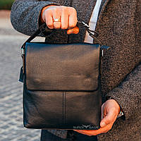 Кожаная черная мужская сумка через плечо Tiding Bag SK A75-181 FM