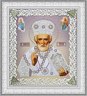 Набор для вышивки бисером Икона Святителя Чудотворца (серебро) ажур Р-370
