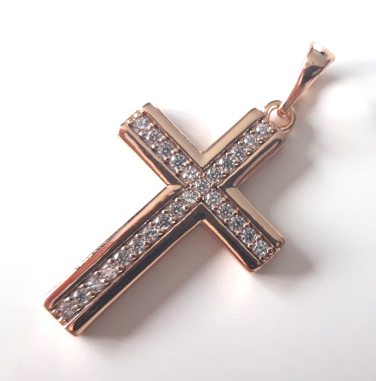 Кулон хрестик позолочений Xuping Jewelry (3x2см) з цирконами Золотистий (ХРК059)