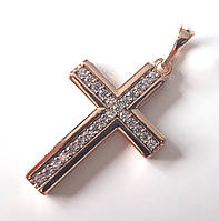 Кулон хрестик позолочений Xuping Jewelry (3x2см) з цирконами Золотистий (ХРК059)