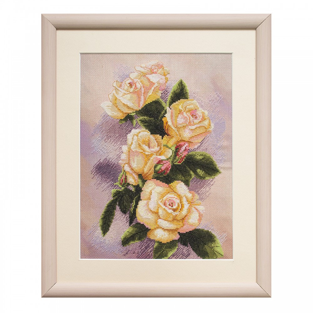 Набір для вишивання нитками на канві із фоновим зображенням "Чайна троянда", фото 1