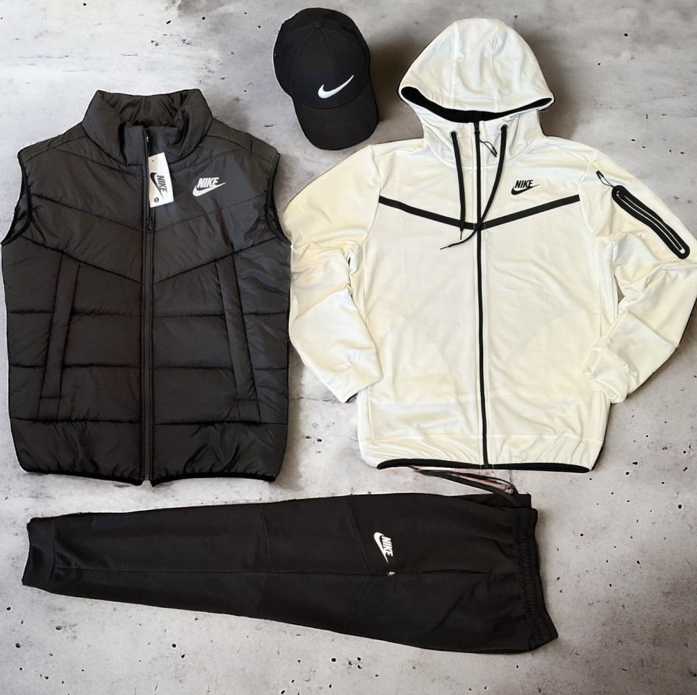 Чоловічий спортивний костюм Nike весна-осінь комплектом демісезонний (кофта+штани+безрукавка) Туреччина. Живе фото, фото 1