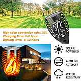 Садовий Світильник на сонячній батареї Факел 96Led 3 режима з імітацією вогню 72cm IP65 10 годин, фото 3