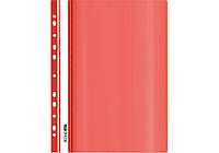 Швидкозшивач Economix A4 31510-03 з перфор. червоний ГЛЯНЕЦ пластиковий, з прозорим верхом, для файлів