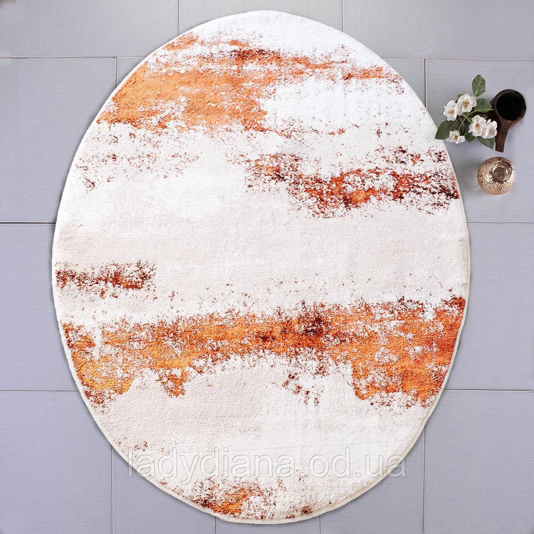 Килимок для ванної кімнати овальної форми ворсовий бавовняний натуральний розмір 90/120 см Туреччина C&W