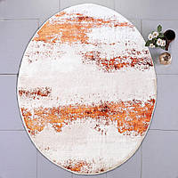 Коврик для ванной комнаты овальной формы ворсовый хлопковый натуральный размер 90/120 см Турция C&W