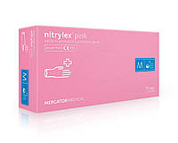 Рукавиці медичні нітрилові nitrylex pink розмір M рожеві (100 шт. уп.)