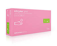 Рукавиці медичні нітрилові nitrylex pink розмір S рожеві (100 шт. уп.)