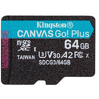 Карта памяти Kingston 64GB microSD class 10 UHS-I U3 A2 Canvas Go Plus (SDCG3/64GBSP) p