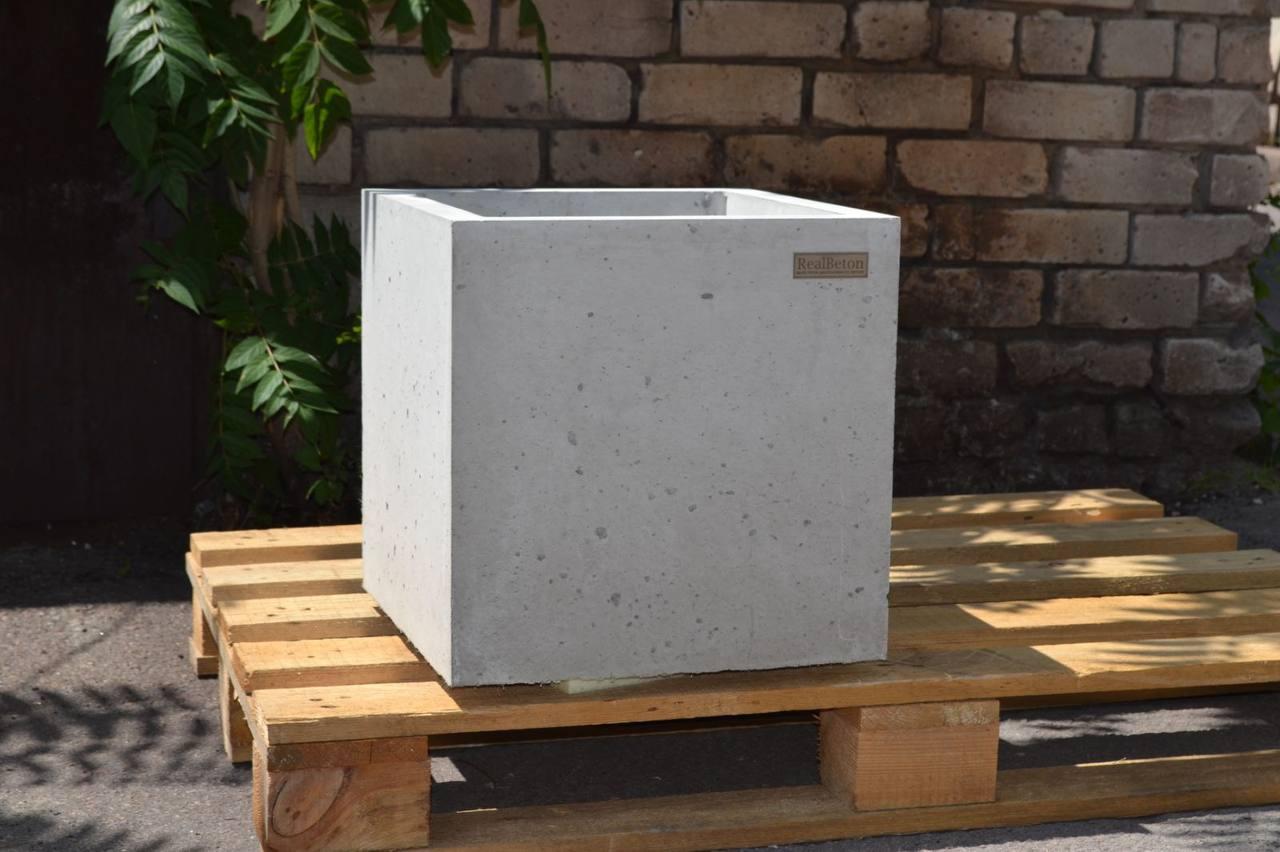 Вазон бетонний - Квадратний Д400мм х Ш400мм х В400мм сірий, фото 1