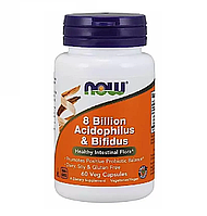 Пробиотик, Acidophilus & Bifidus, Now Foods, 8 млрд КОЕ, 60 капсул (NOW-02930)