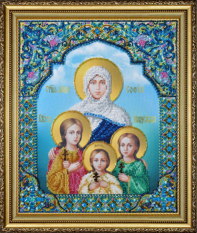 Набір під вишивку бісером Ікона Віра Надія Любов та мати їх Софія P-435, фото 1