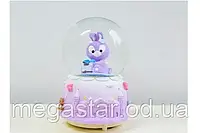 Снежный шар Зайчик, Котик подсветка Фиолетовый