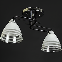 Люстра потолочная на два плафона бело-прозрачного цвета под лампу Е27 каркас черный+хром Svet SH-67110/2 CR+BK