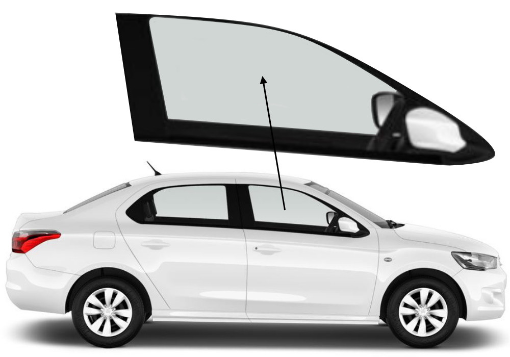 Бічне скло Citroen C-Elysee 2012-2023 передніх дверей праве, фото 1