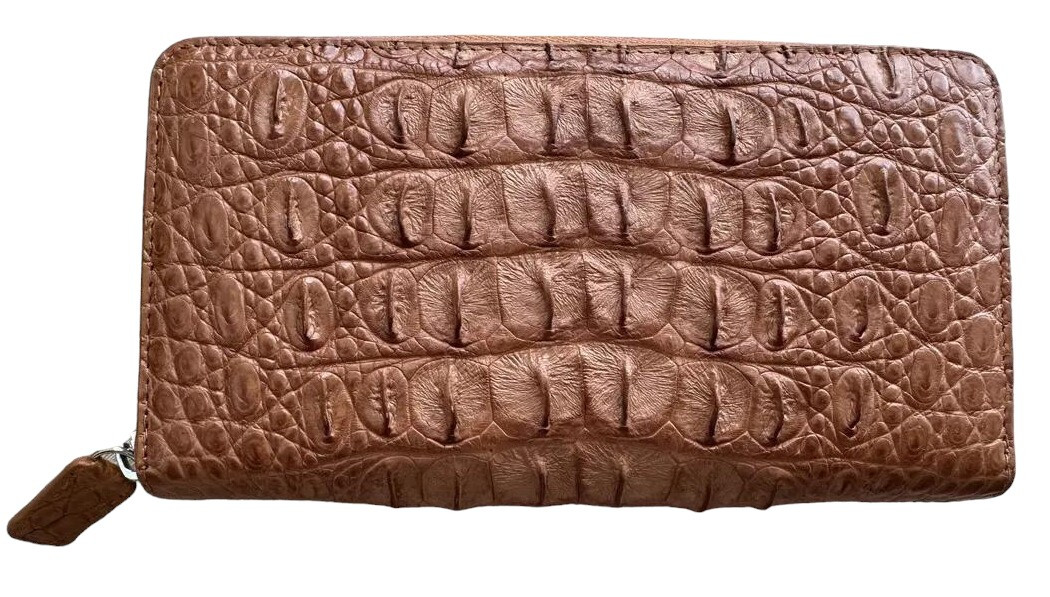 Гаманець із натуральної шкіри крокодила світло-коричневий  Ekzotic Leather коньячний на блискавці