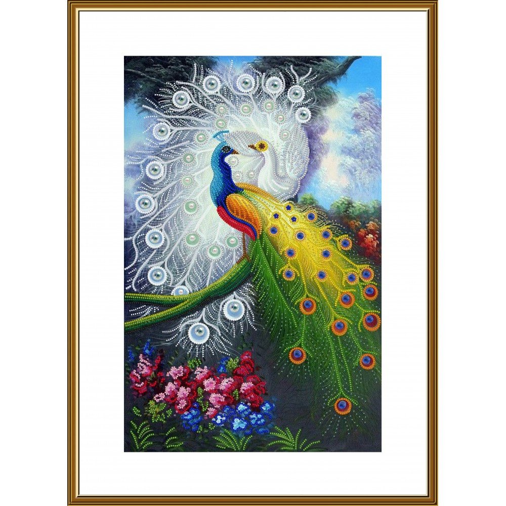 Набір для вишивання бісером 'Щасливі павичи', фото 1