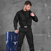 Тактический костюм 3в1 Police Черный весенний костюм для силовых структур рип-стоп с манжетами на липучках ukr