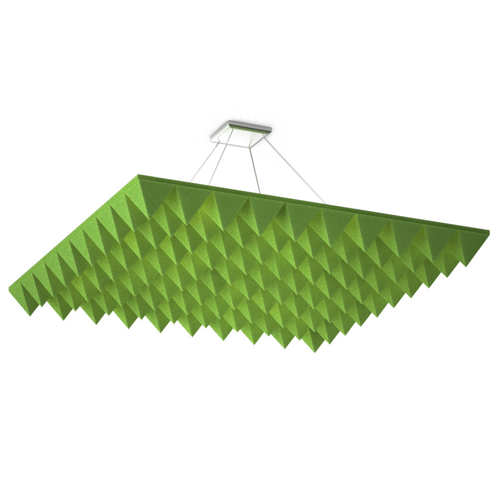 Акустична підвісна звуковбирна панель Ecosound Quadro Pyramid Green. 50мм 1х1м Колір зелений