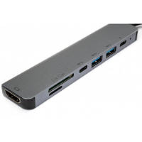 Концентратор Vinga Type-C to 4K HDMI+2*USB3.0+SD+TF+PD+USB-C 3.1 Gen1 aluminium (VCPHTC7AL) e